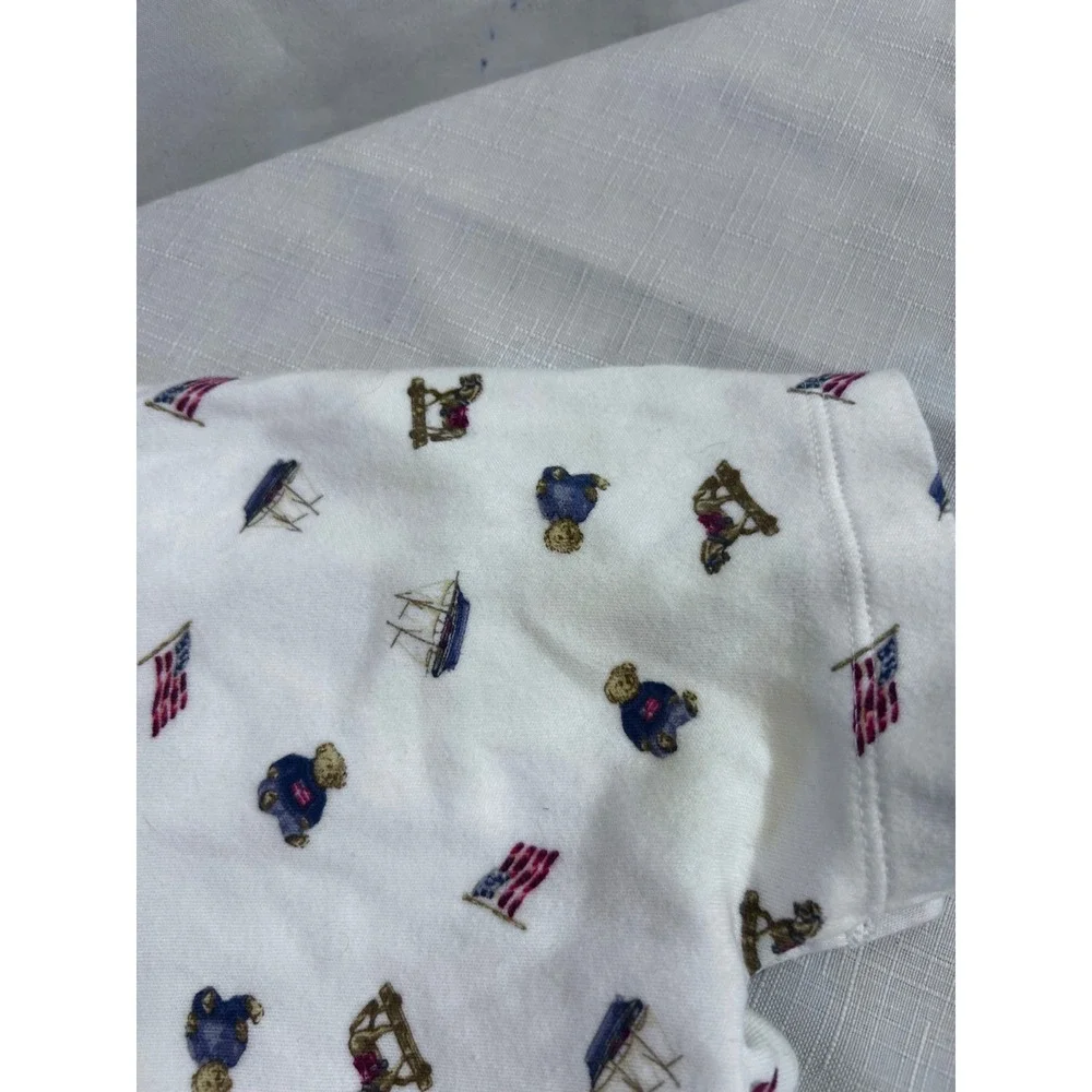 Ralph Lauren Polo Bear Romper 3M White Americana Print Baby Boy